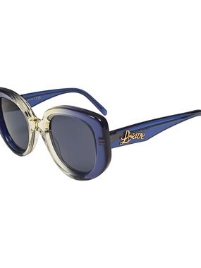 Loewe Blue Round Sunglasses with Gold Logo